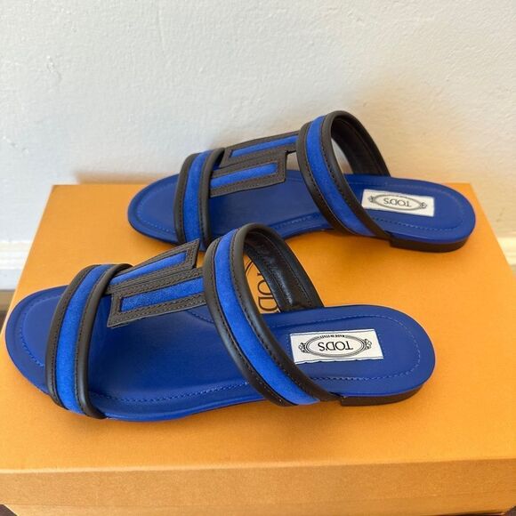 Tods open toe, slip-on leather sandals size 7, new - Picture 5 of 11